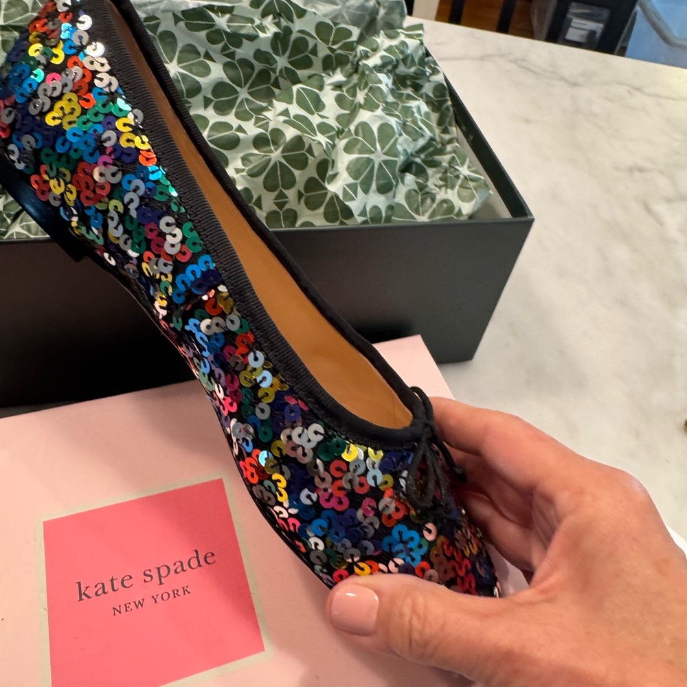 Kate Spade Honey Flats Rainbow Sequin 8.5 - Picture 8 of 9